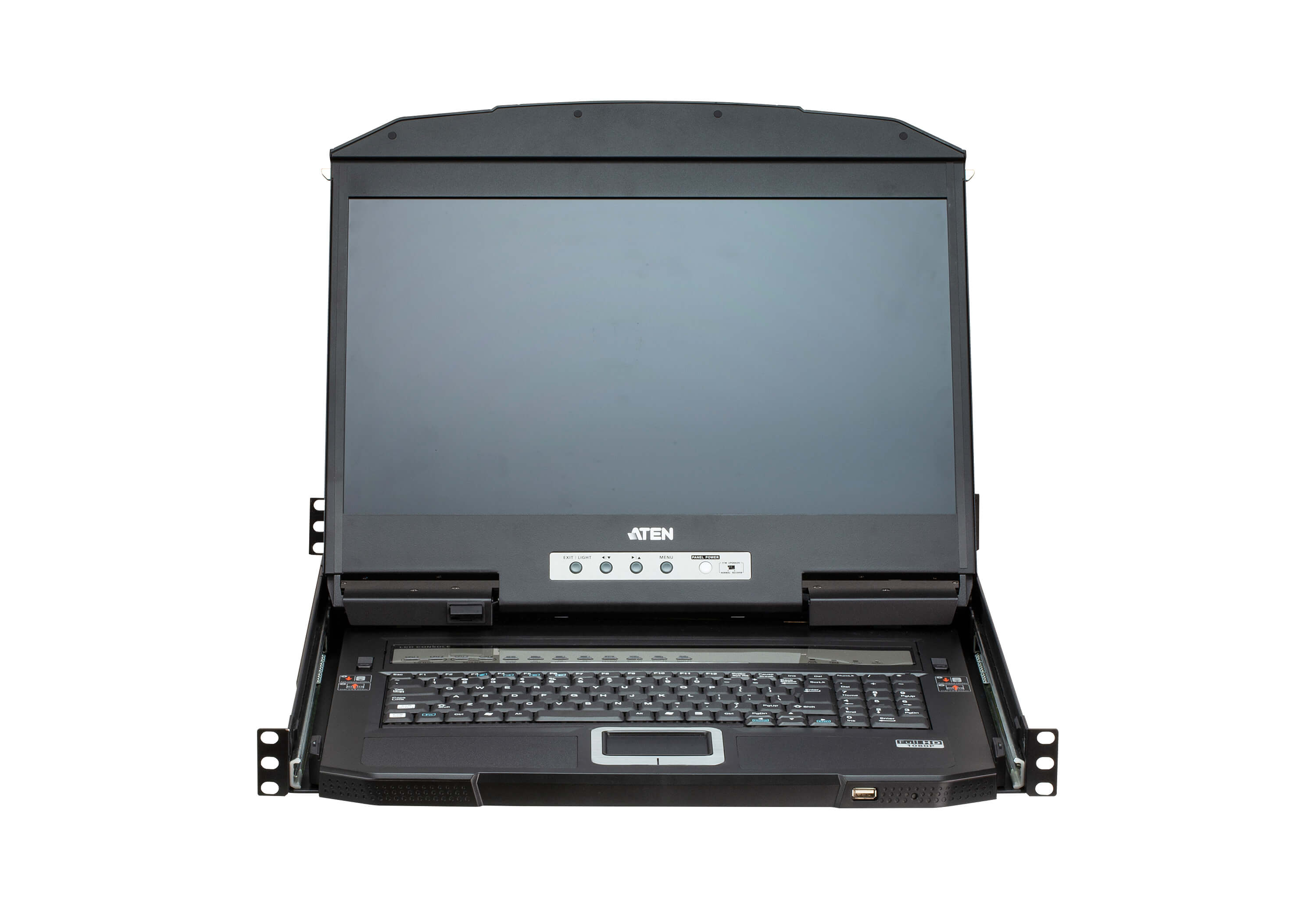 Aten 18.5' Short Depth 4-Port HDMI LCD KVM, Dual Rail and widescreen support, Superior video quality, Video DynaSyncâ„¢, EDID Expertâ„¢ , Auto Scan mode Aten 18.5' Short Depth 4-Port HDMI LCD KVM, Dual Rail and widescreen support, Superior video quality, Video DynaSyncâ„¢, EDID Expertâ„¢ , Auto Scan mode